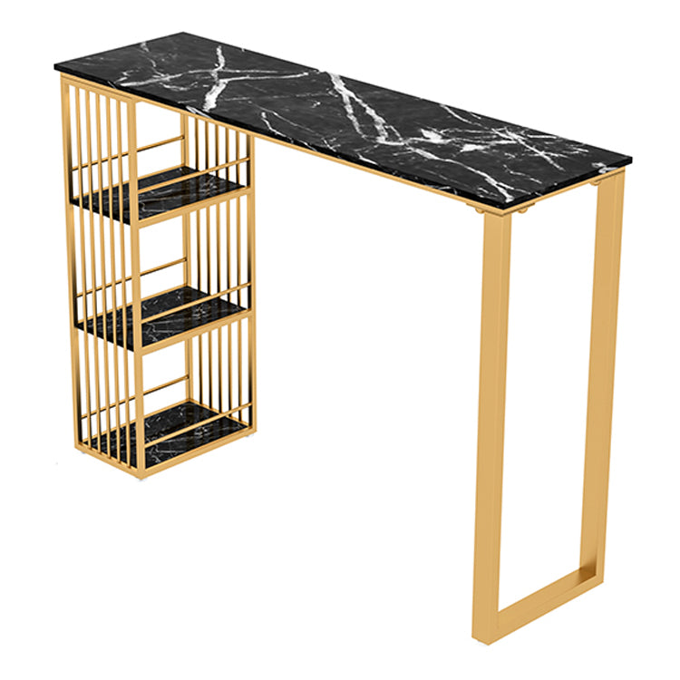 Glam 1/3/5 Pieces Bar Table Set Rectangle Stone Counter Table with Stools for Living Room