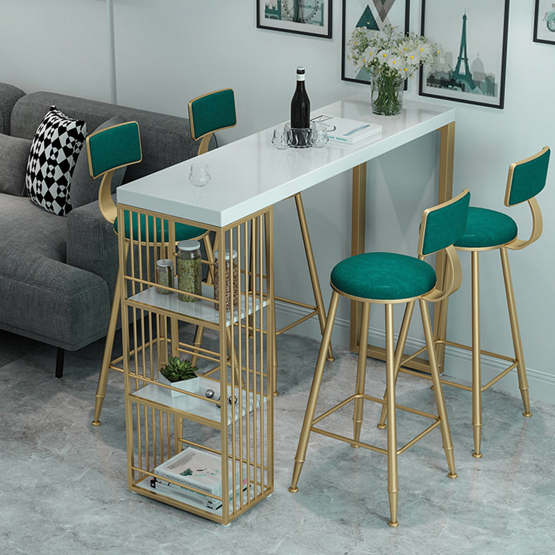 Glam 1/3/5 Pieces Bar Table Set Rectangle Stone Counter Table with Stools for Living Room