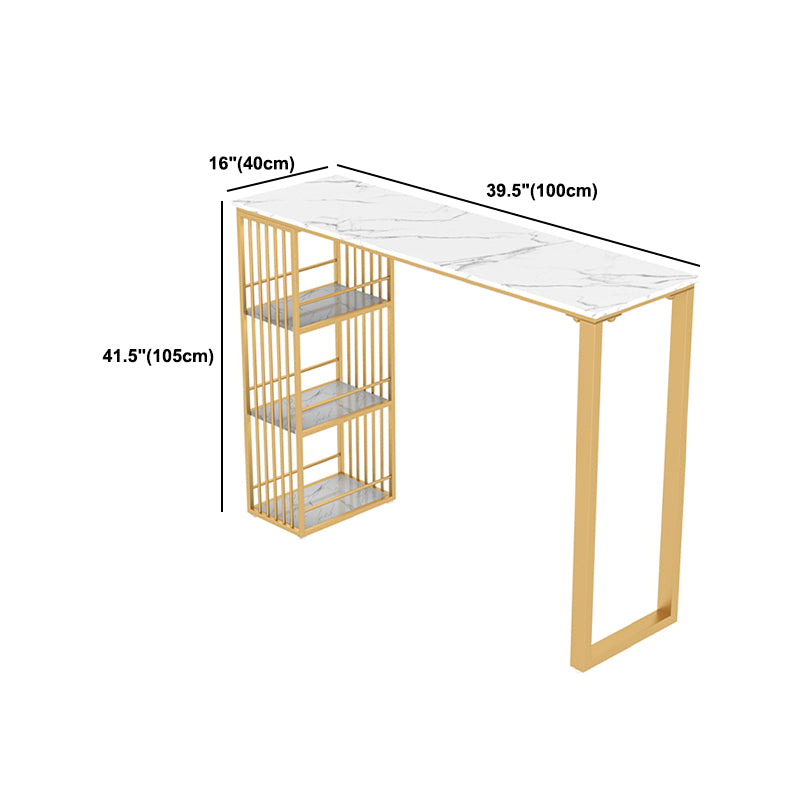 Glam 1/3/5 Pieces Bar Table Set Rectangle Stone Counter Table with Stools for Living Room