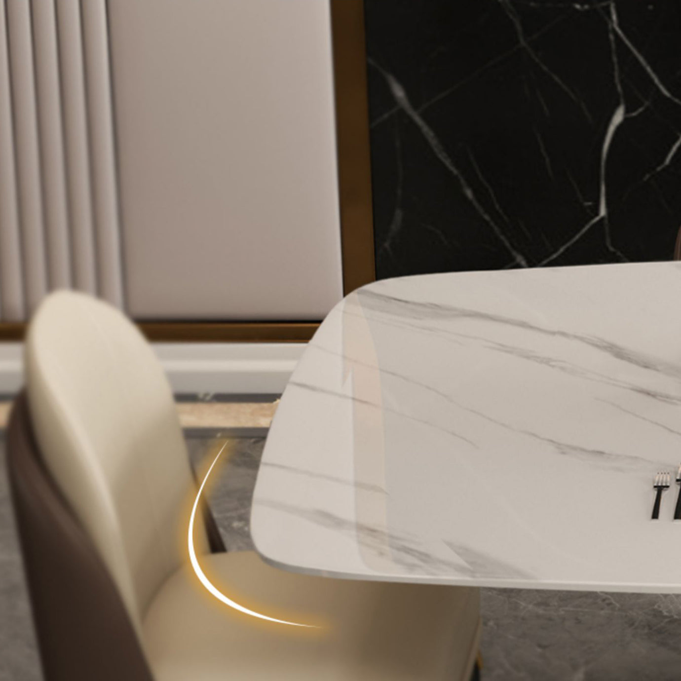 Glam Rectangle 1/4/5/6/7 Pieces Dinette Set Indoor White and Gold Dining Set