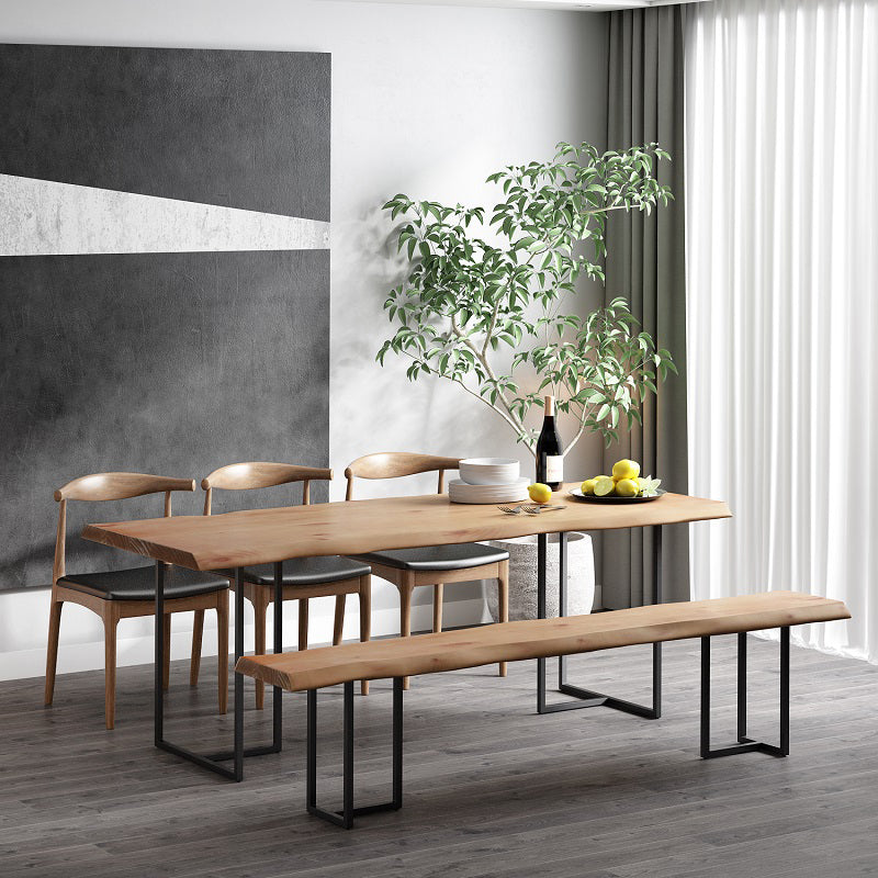 Modern 1/5 Pieces Dining Set Rectangle Pine Wood Dining Table for Cafe