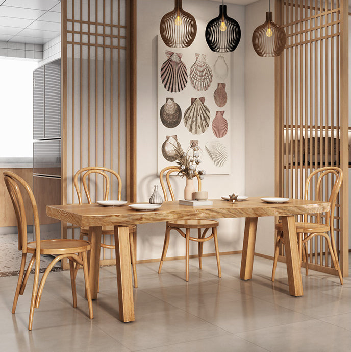 Modern 1/4/5/6 Pieces Dining Set Rectangle Pine Wood Dining Table for Dining Room