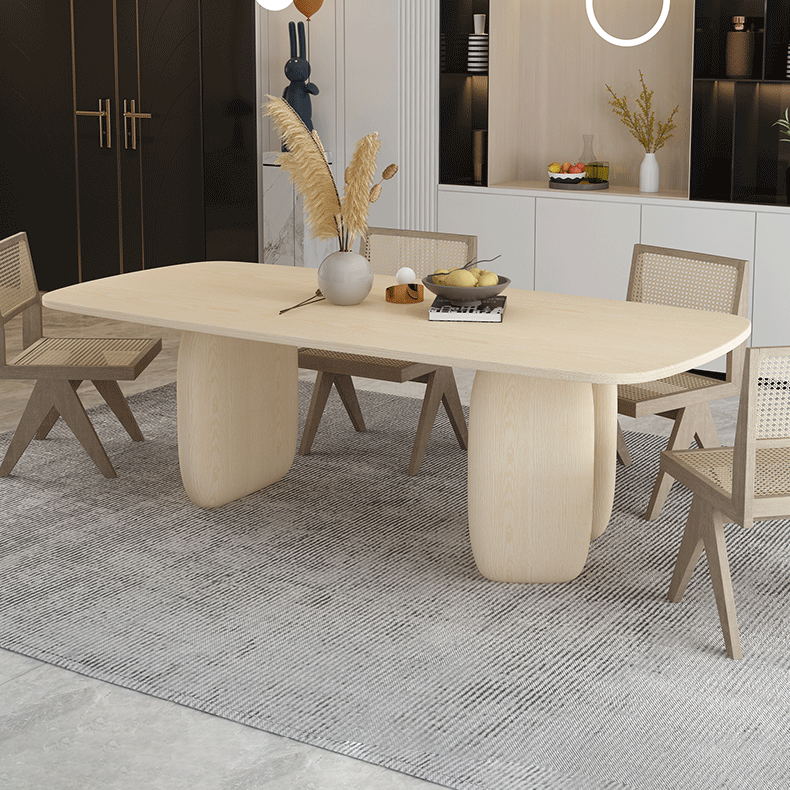 Modern Style Dining Set 1/4/5 Pieces Rectangle Pine Wood Dining Table for Kitchen