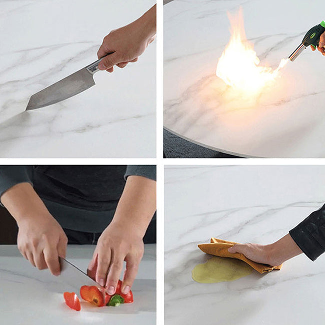 Contemporary Style Bar Table Stone Bistro Bar Desk with Double Pedestal