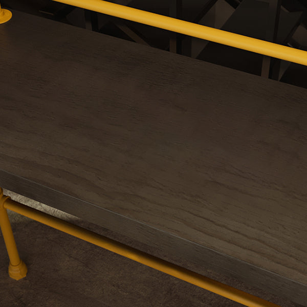 Solid Wood Top Bar Table Black Rectangle Bar Height Pub Table with Metal Base