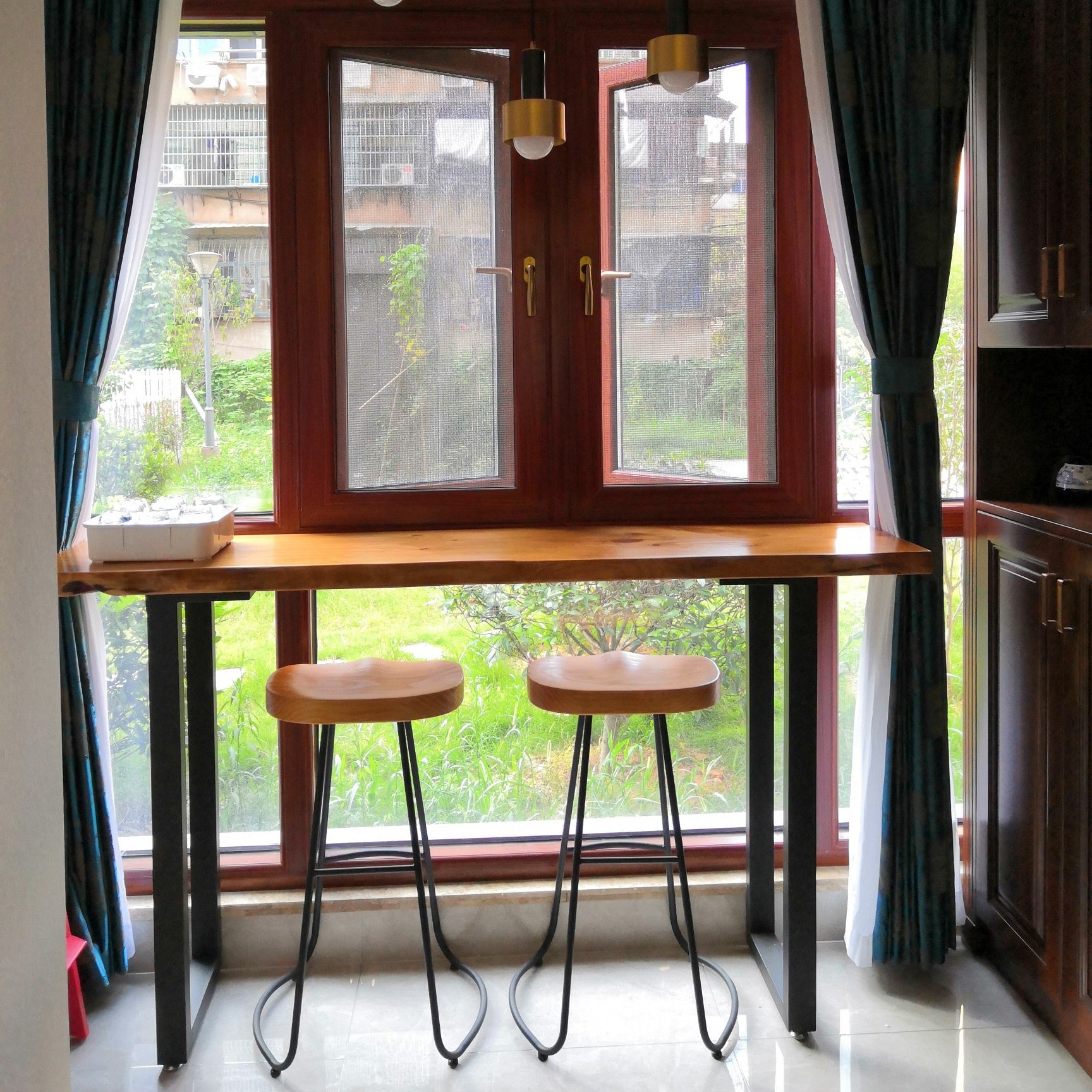 Rectangle Pub Table Modern Bar Height Solid Wood Bar Table for Indoor