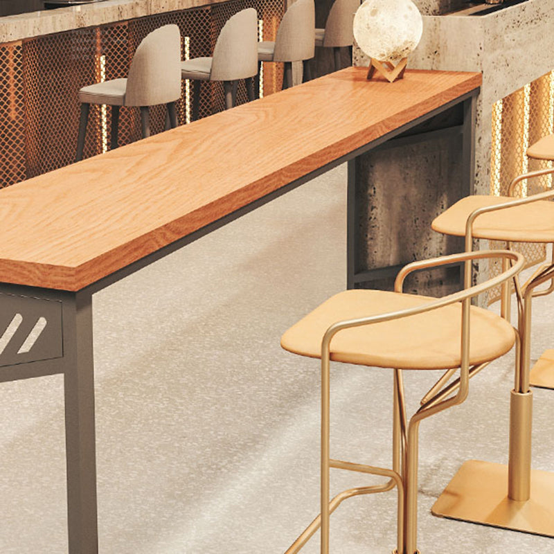 Industrial Style Rectangle Bar Table Solid Wood Fixed Bar Dining Table