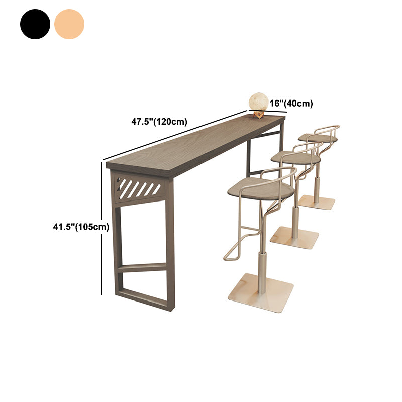 Industrial Style Rectangle Bar Table Solid Wood Fixed Bar Dining Table