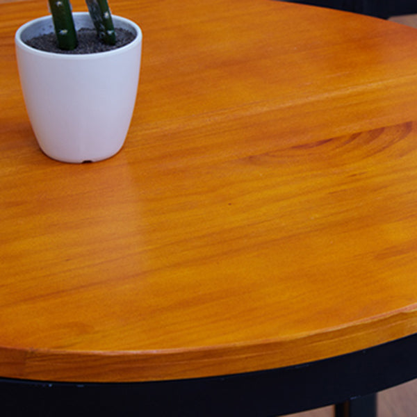 Industrial Solid Wood Bar Table Brown Bistro Table with Black Metal Pedestal