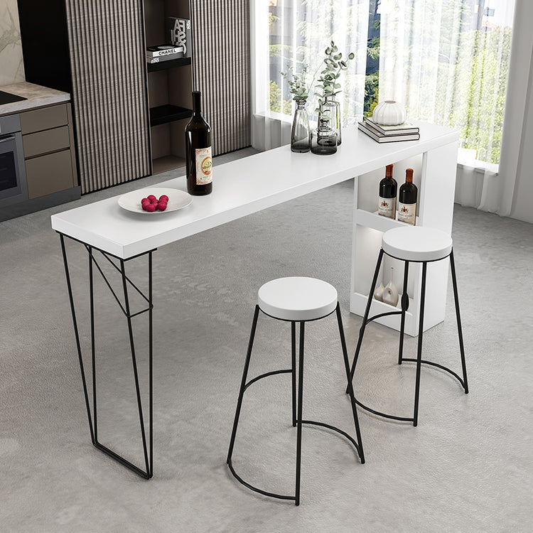 Modern Rectangle Bar Dining Table Bar Height Cocktail Table with Metal Base