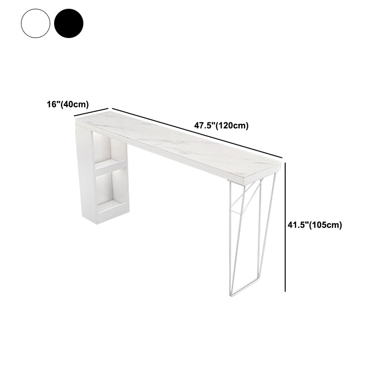 Modern Rectangle Bar Dining Table Bar Height Cocktail Table with Metal Base