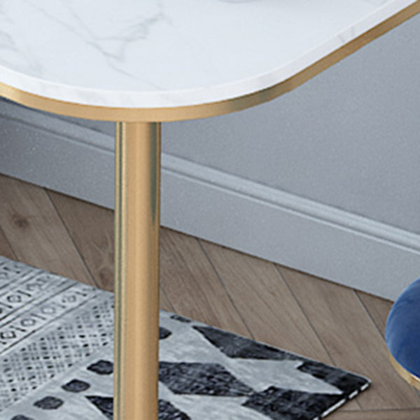 Glam Style Bar Table Faux Marble Double pedestal Bar Dining Table with Storage