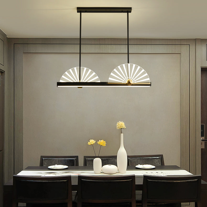 Modern Style Geometry Shape Island Lights Metal 3 Light Island Lighting in Black