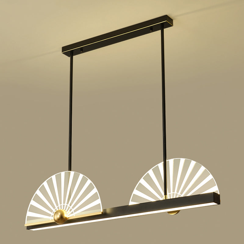 Modern Style Geometry Shape Island Lights Metal 3 Light Island Lighting in Black