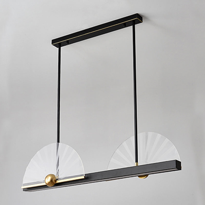 Modern Style Geometry Shape Island Lights Metal 3 Light Island Lighting in Black