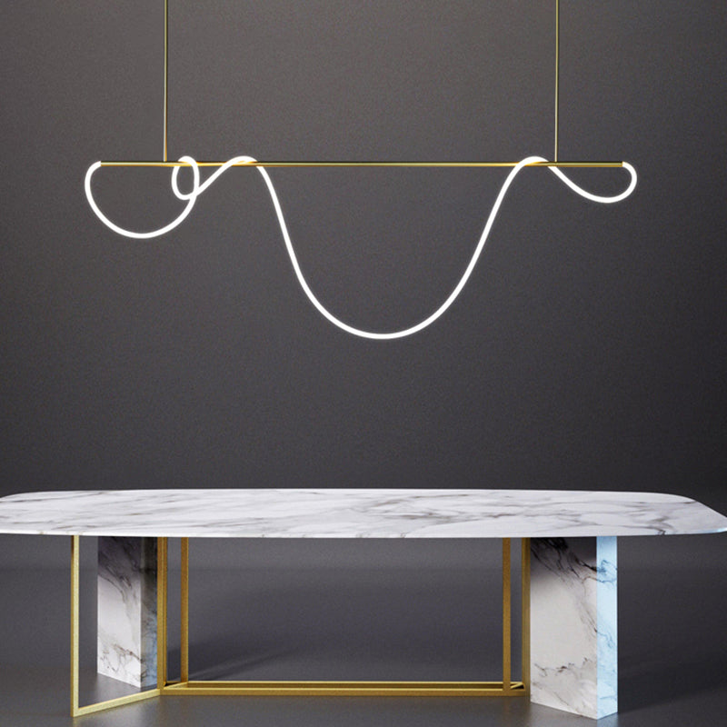 Modern Style Linear Shape Island Light Metal 1 Light Island Lighting Idea in Gold