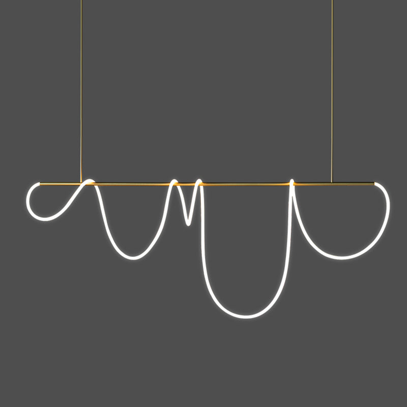 Modern Style Linear Shape Island Light Metal 1 Light Island Lighting Idea in Gold