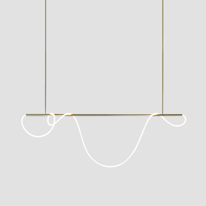 Modern Style Linear Shape Island Light Metal 1 Light Island Lighting Idea in Gold