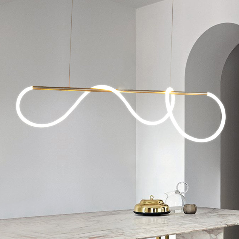Modern Style Linear Shape Island Light Metal 1 Light Island Lighting Idea in Gold