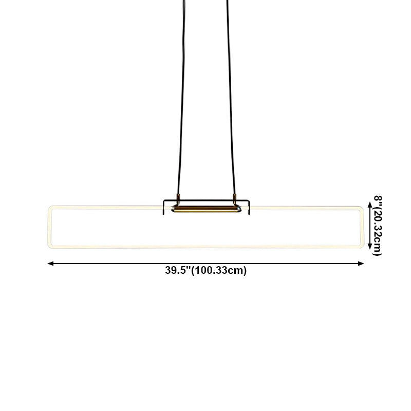 Modern Style Rectangle Hanging Pendant Light Resin 1 Light Pendant Light Fixture