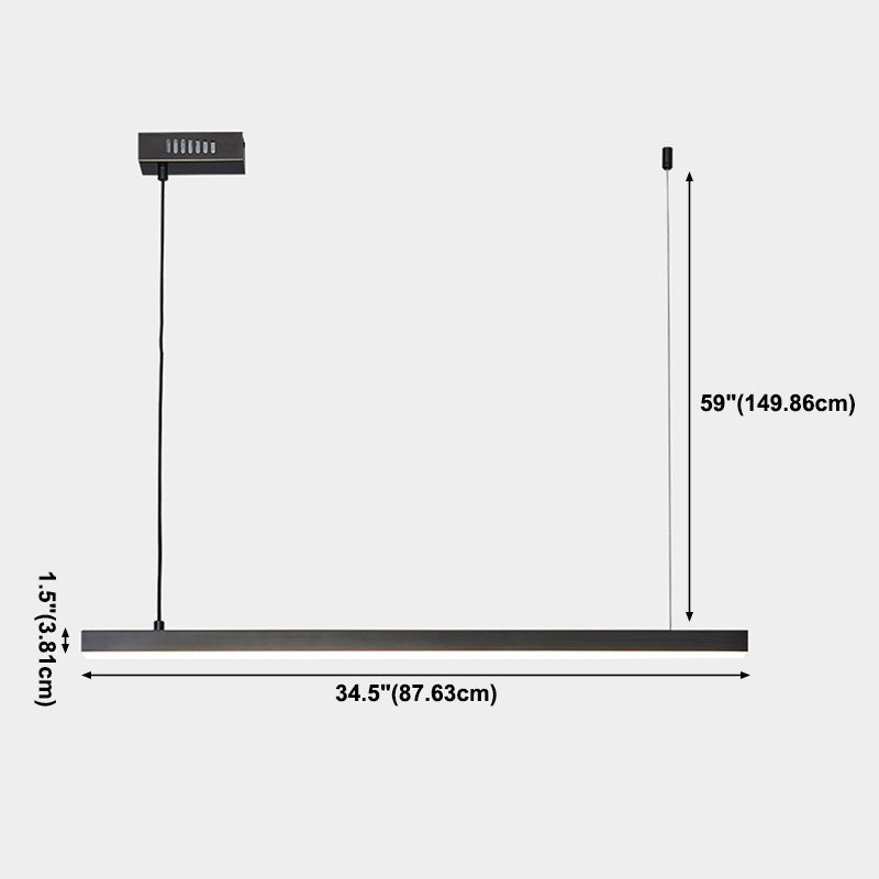Black Copper Island Lighting Fixtures Modern 1-Light Linear Restaurant LED Suspension Lamp