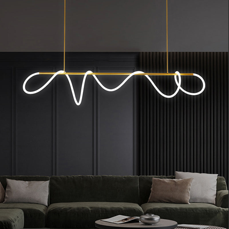 Modern Style Linear Hanging Pendant Light Silica Gel 1 Light Pendant Light Fixture