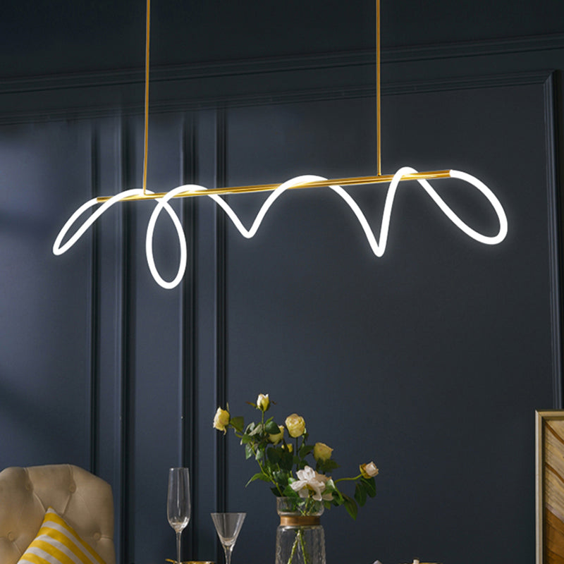 Modern Style Linear Hanging Pendant Light Silica Gel 1 Light Pendant Light Fixture