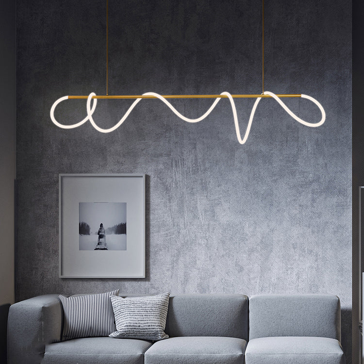 Modern Style Linear Hanging Pendant Light Silica Gel 1 Light Pendant Light Fixture