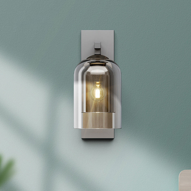 Glass Cylinder Wall Sconces Industrial Style 1 Light Wall Mounted Lamps