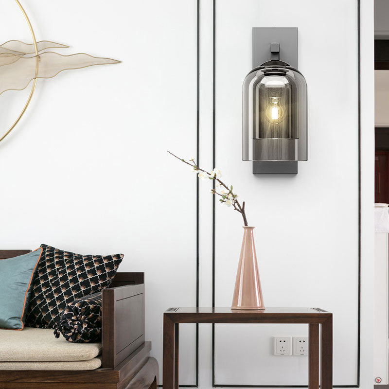 Glass Cylinder Wall Sconces Industrial Style 1 Light Wall Mounted Lamps