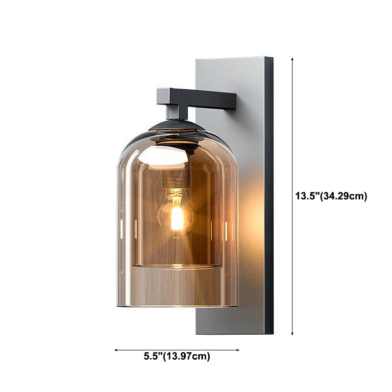 Glass Cylinder Wall Sconces Industrial Style 1 Light Wall Mounted Lamps