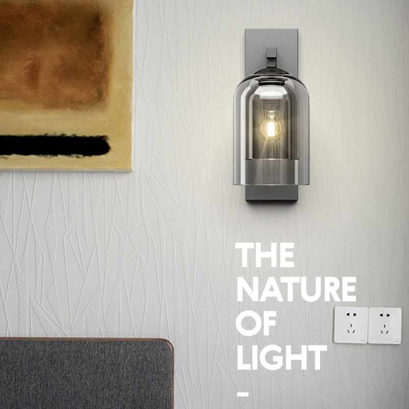 Glass Cylinder Wall Sconces Industrial Style 1 Light Wall Mounted Lamps