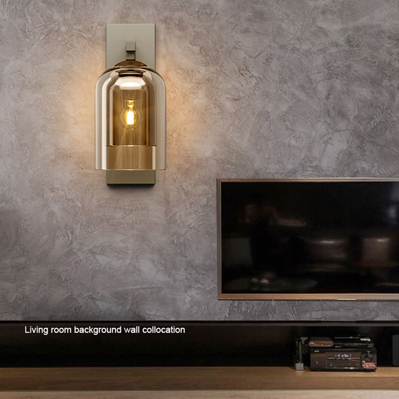 Glass Cylinder Wall Sconces Industrial Style 1 Light Wall Mounted Lamps