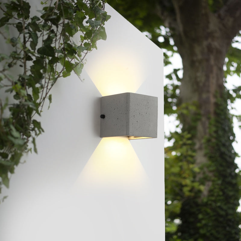 Industrial Cement Wall Light Cube Single Light Wall Sconce in Grey for Bedroom