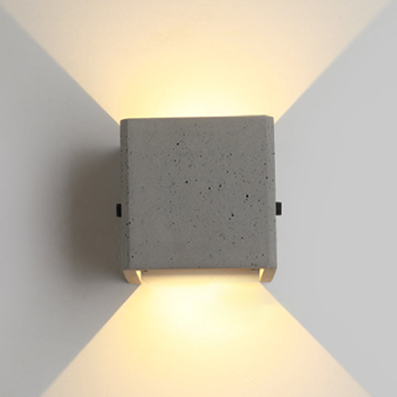 Industrial Cement Wall Light Cube Single Light Wall Sconce in Grey for Bedroom