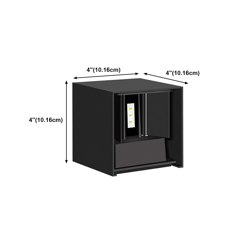 Modern Style Square Wall Lighting Fixtures Metal 2 Lights Wall Washer Sconce in Black