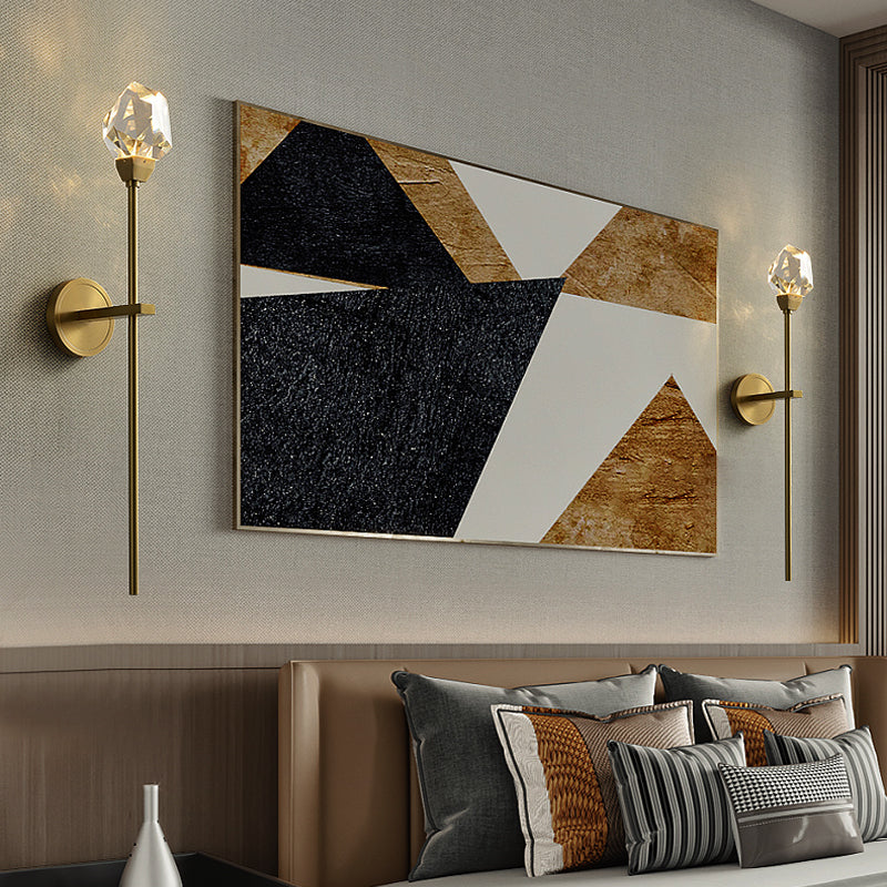 Unique Shade Crystal Wall Sconce Modern Style 1 Light Wall Mount Light Fixture in Brass