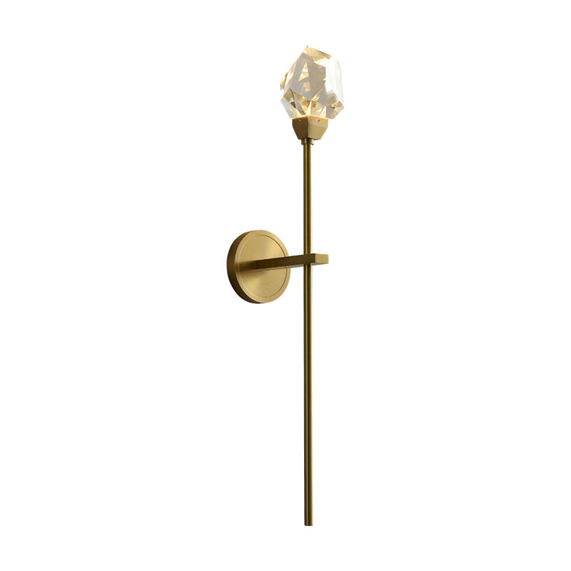 Unique Shade Crystal Wall Sconce Modern Style 1 Light Wall Mount Light Fixture in Brass
