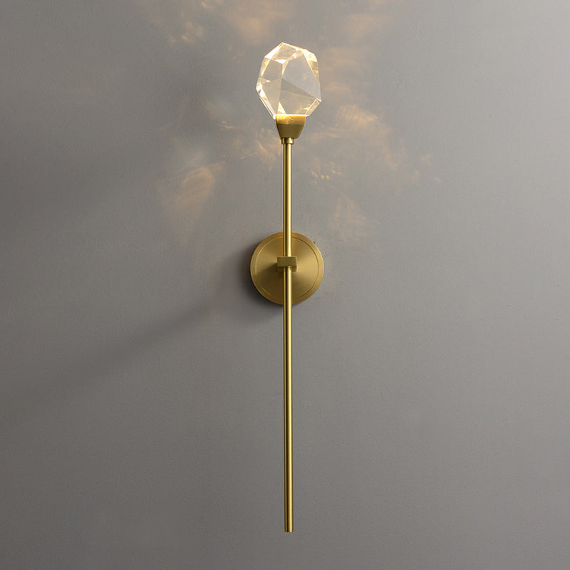 Unique Shade Crystal Wall Sconce Modern Style 1 Light Wall Mount Light Fixture in Brass