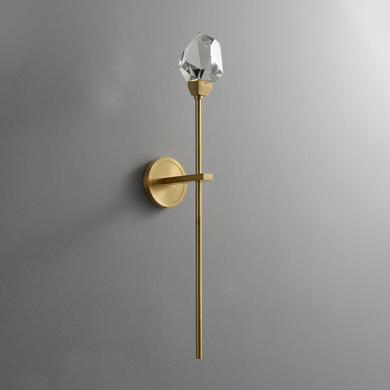 Unique Shade Crystal Wall Sconce Modern Style 1 Light Wall Mount Light Fixture in Brass