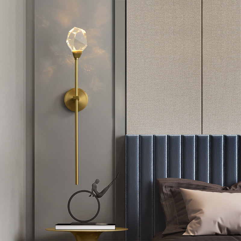 Unique Shade Crystal Wall Sconce Modern Style 1 Light Wall Mount Light Fixture in Brass