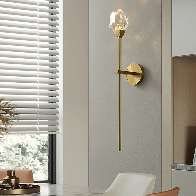 Unique Shade Crystal Wall Sconce Modern Style 1 Light Wall Mount Light Fixture in Brass