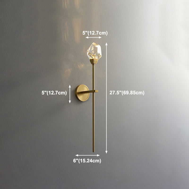 Unique Shade Crystal Wall Sconce Modern Style 1 Light Wall Mount Light Fixture in Brass
