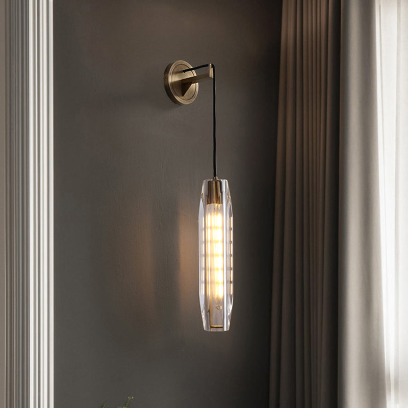 Oval Shade Crystal Wall Sconce Modern Style 1 Light Wall Mount Light Fixture