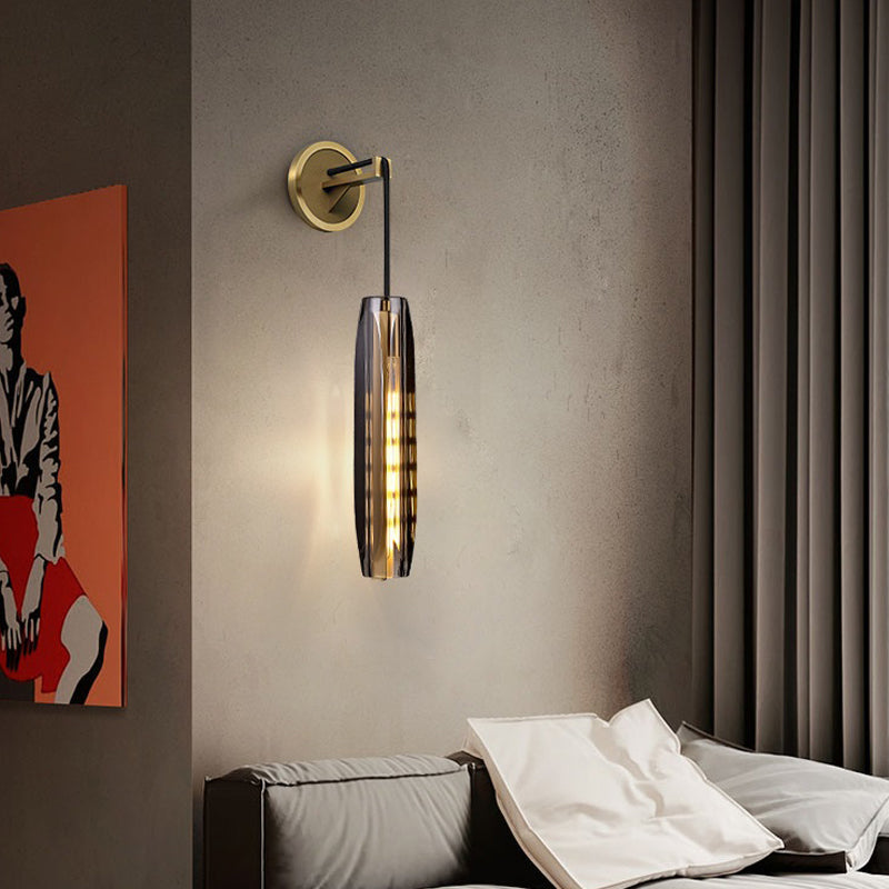 Oval Shade Crystal Wall Sconce Modern Style 1 Light Wall Mount Light Fixture