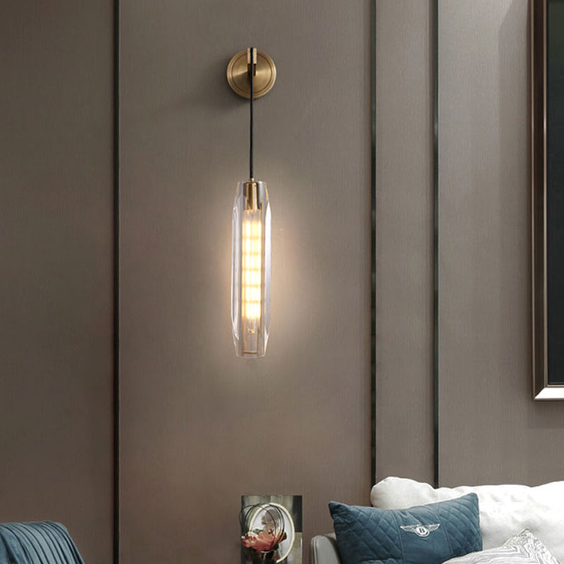 Oval Shade Crystal Wall Sconce Modern Style 1 Light Wall Mount Light Fixture