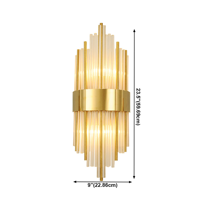 Unique Shade Crystal Wall Sconce Modern Style 2-Lights Wall Mount Light Fixture in Gold