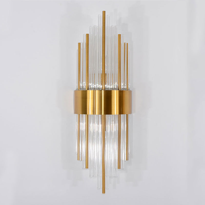 Unique Shade Crystal Wall Sconce Modern Style 2-Lights Wall Mount Light Fixture in Gold