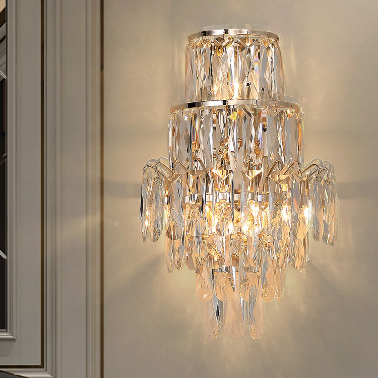 Unique Shade Crystal Wall Sconce Modern Multi-Lights Wall Mount Light Fixture in Gold