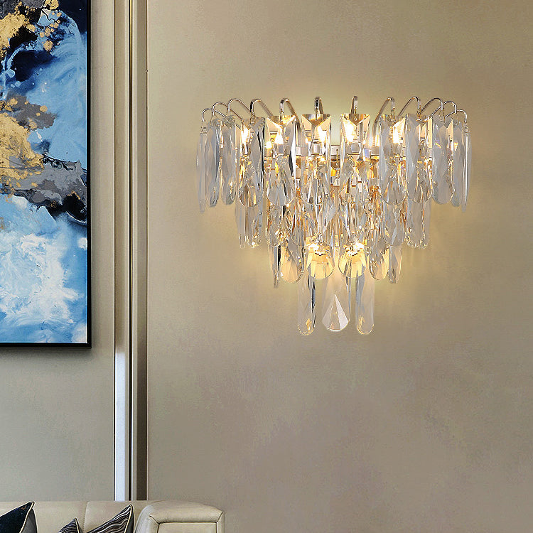 Unique Shade Crystal Wall Sconce Modern Multi-Lights Wall Mount Light Fixture in Gold